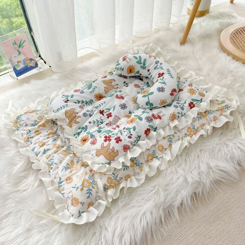 Cat Dog Bed Rectangle Floral Pet Kennel Mat Small Dogs Sofa Bed Puppy House Beds Mats Mattress Cushion Pet Accessories Furniture