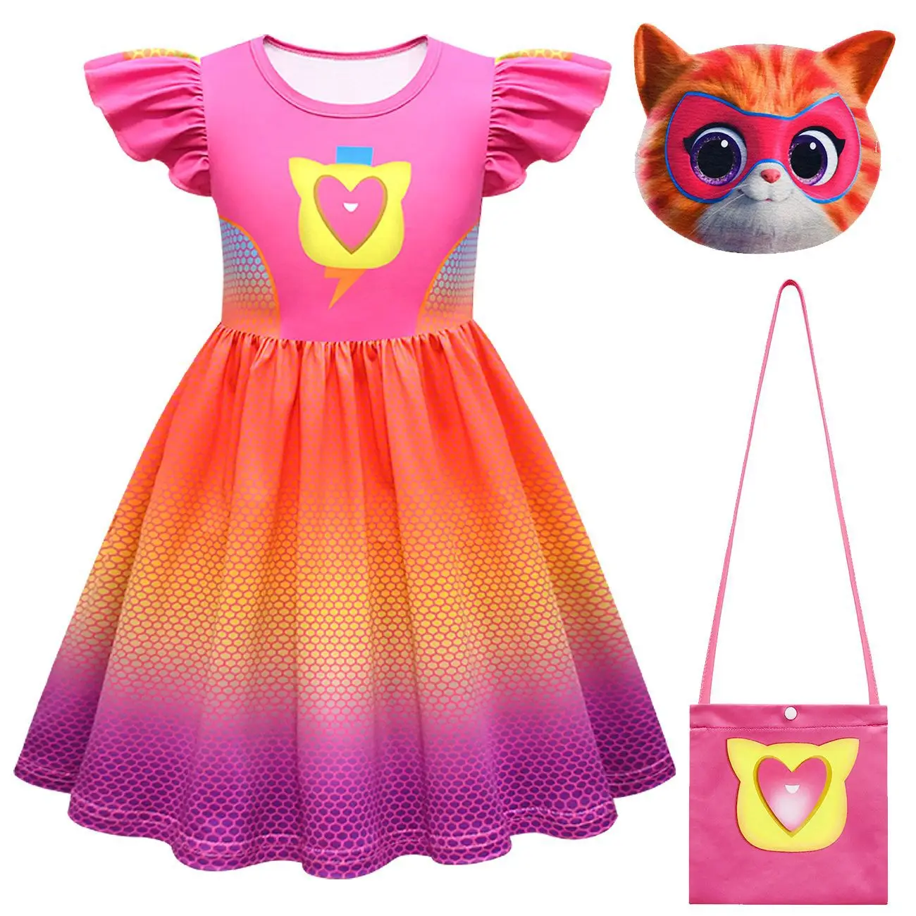Children Dresses Cosplay SuperKitties Dress for Girls Super Kitties Costume Sparks Girls A-Line Dress Party Gift Ginny Clothing