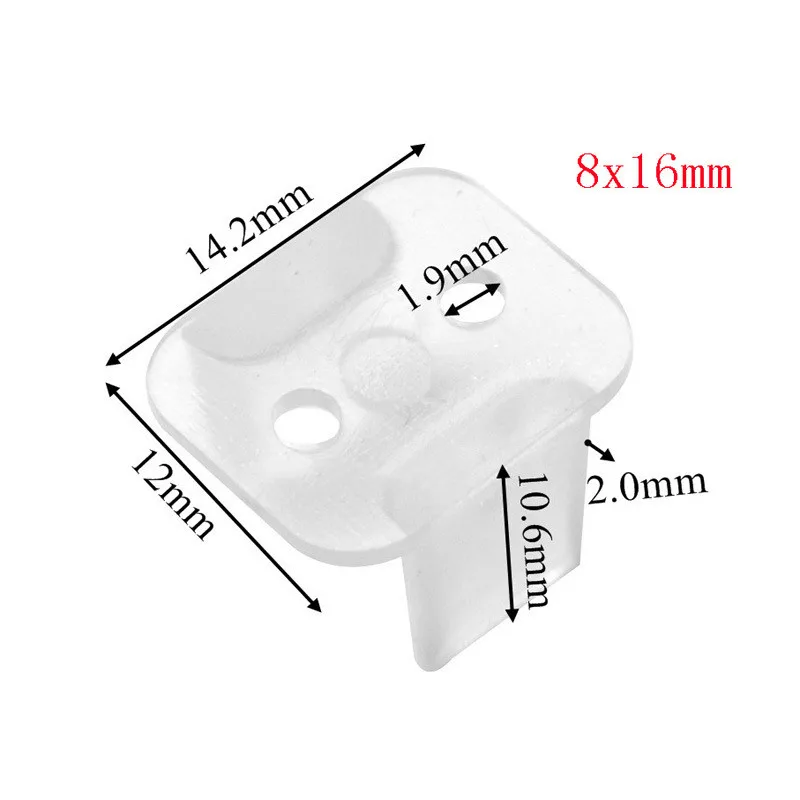 Led Neon Faixa Clips Kit, Modelagem Fixa Fivela, barra flexível, montagem leve, suporte, 5x12mm, 6x12mm, 8x16mm, 100 pcs conjunto