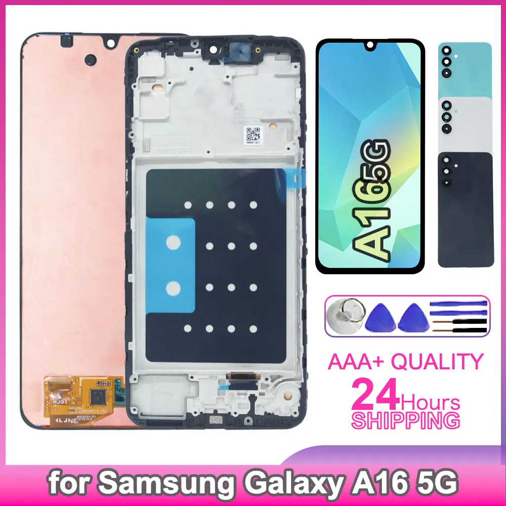 Multi-material LCD Display for Samsung Galaxy A16 5G Phone Touch Screen Digitizer Assembly Replacement for A166B A166P A166E