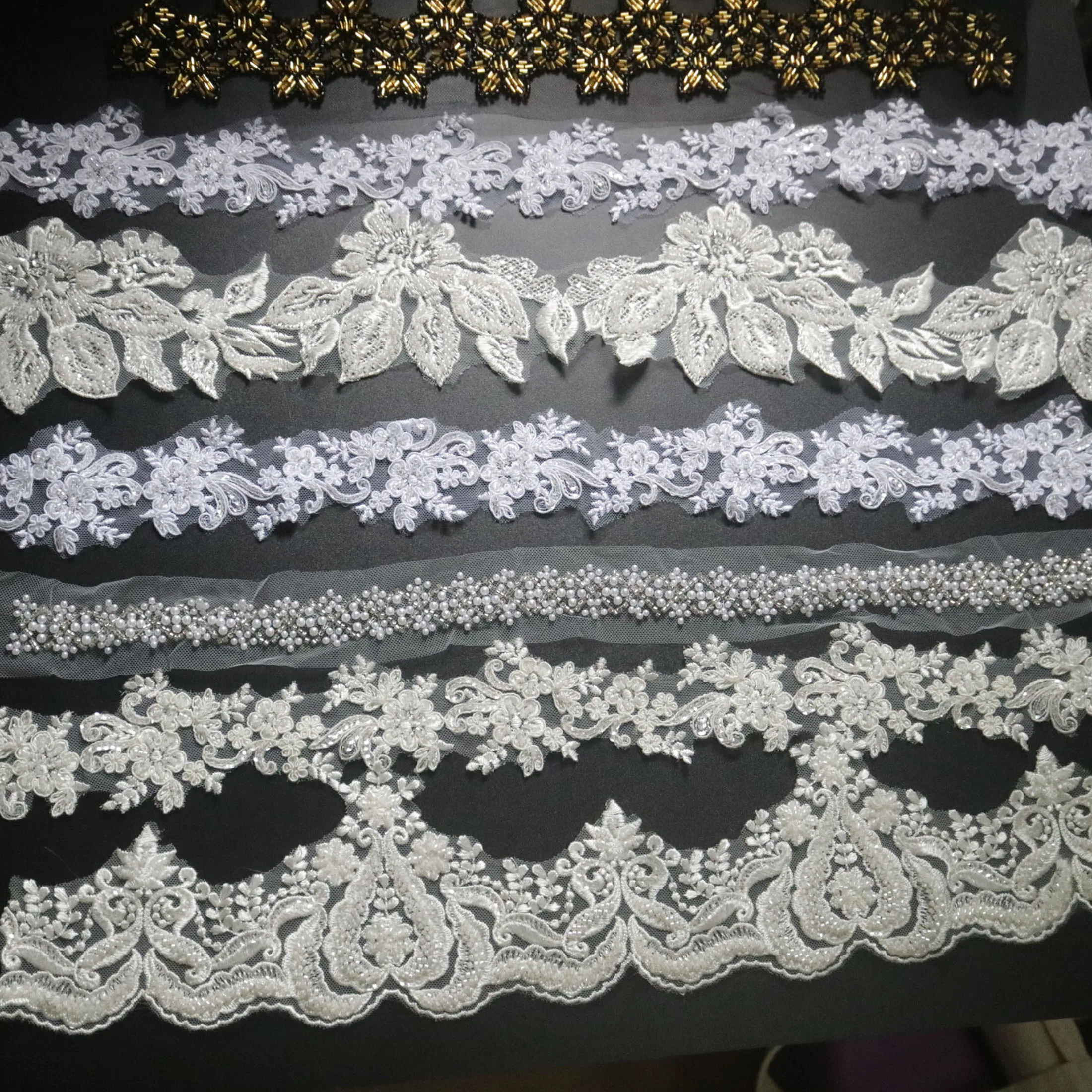 Clearance assorte beaded rhinestone lace trim for clothes sewing sequin  trimming ribbon  dresses DIY  accessories