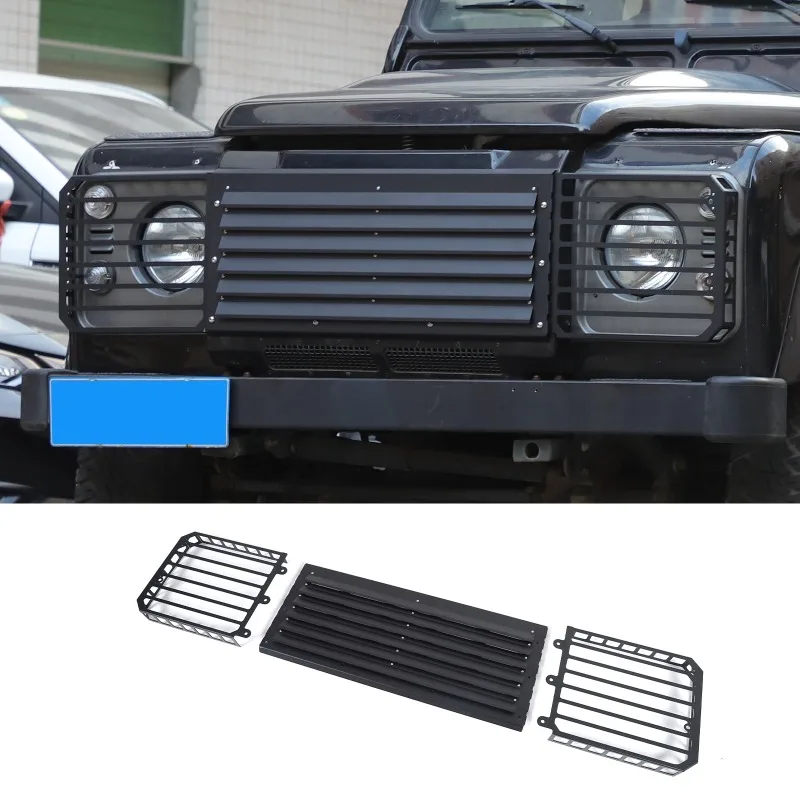 

Aluminum Alloy Front Grille and Headlight Protective Mesh Cover For Land Rover Defender 2004-2018 Car Exterior Accessories