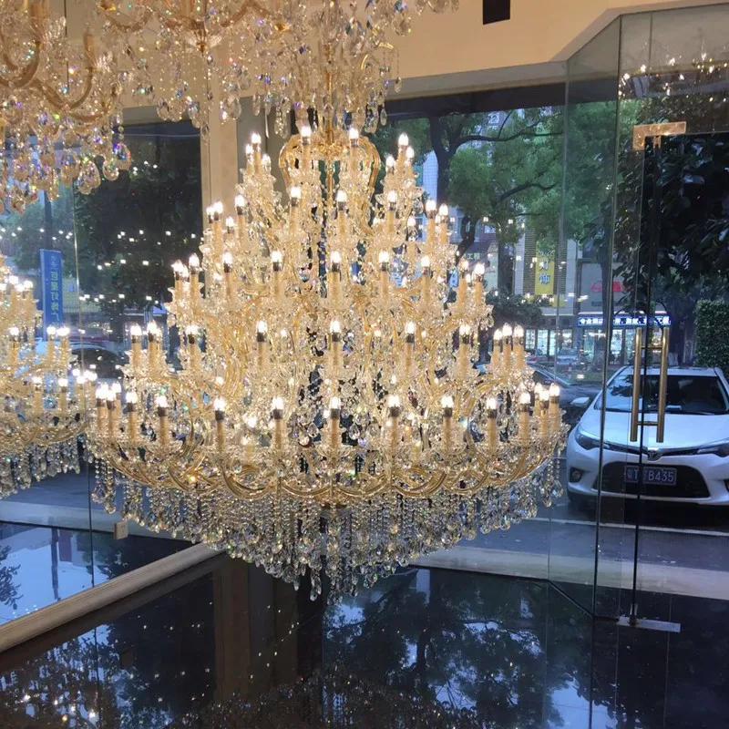 Luxury Large Crystal Chandelier - Modern Led Candle Chandelier For Hotel Lobby Villa Living Room & Entryway Lighting