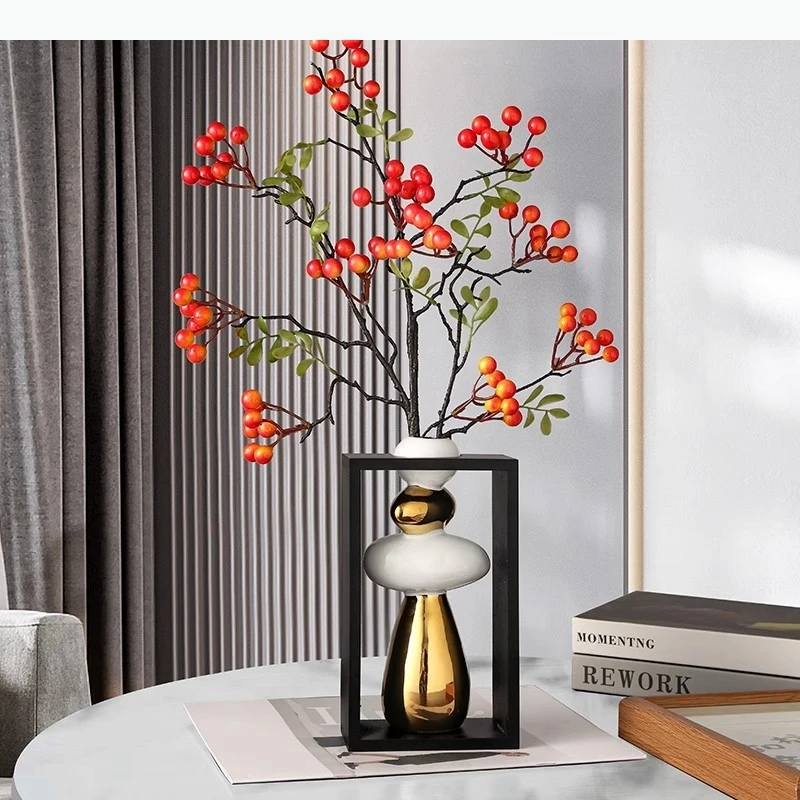 Ceramic Vase Geometric Rockery Stack Flower Vase Floral Arrangement Home Decoration Accessories
