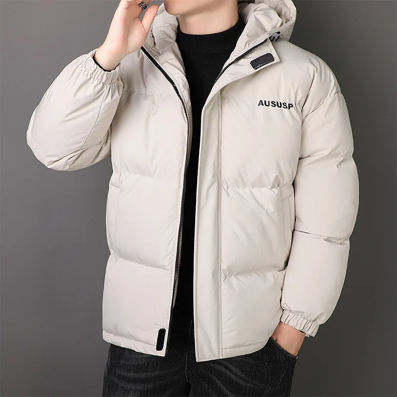 Autumn Winter Men's Hooded Windproof Padded Jacket Male Plus Size Fashion Loose Casual Versatile Thickened Warm Wadded Jacket