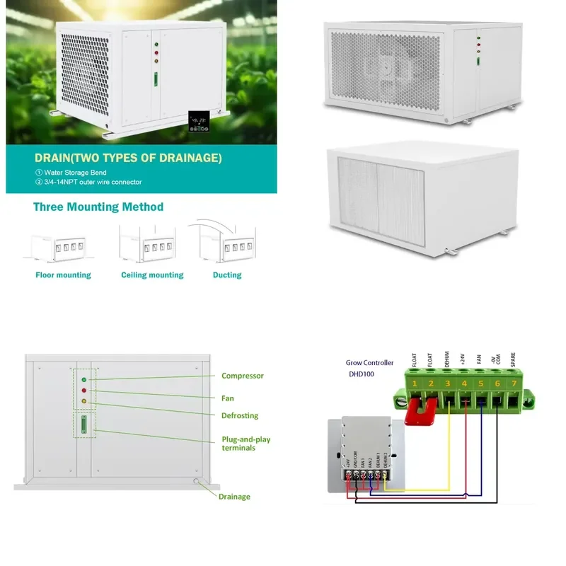 750 Pints Industrial Dehumidifier Greenhouse Dehumidifier Grow Room Air Dryer Grow Room Dehumidifier Plant Growing Commercial