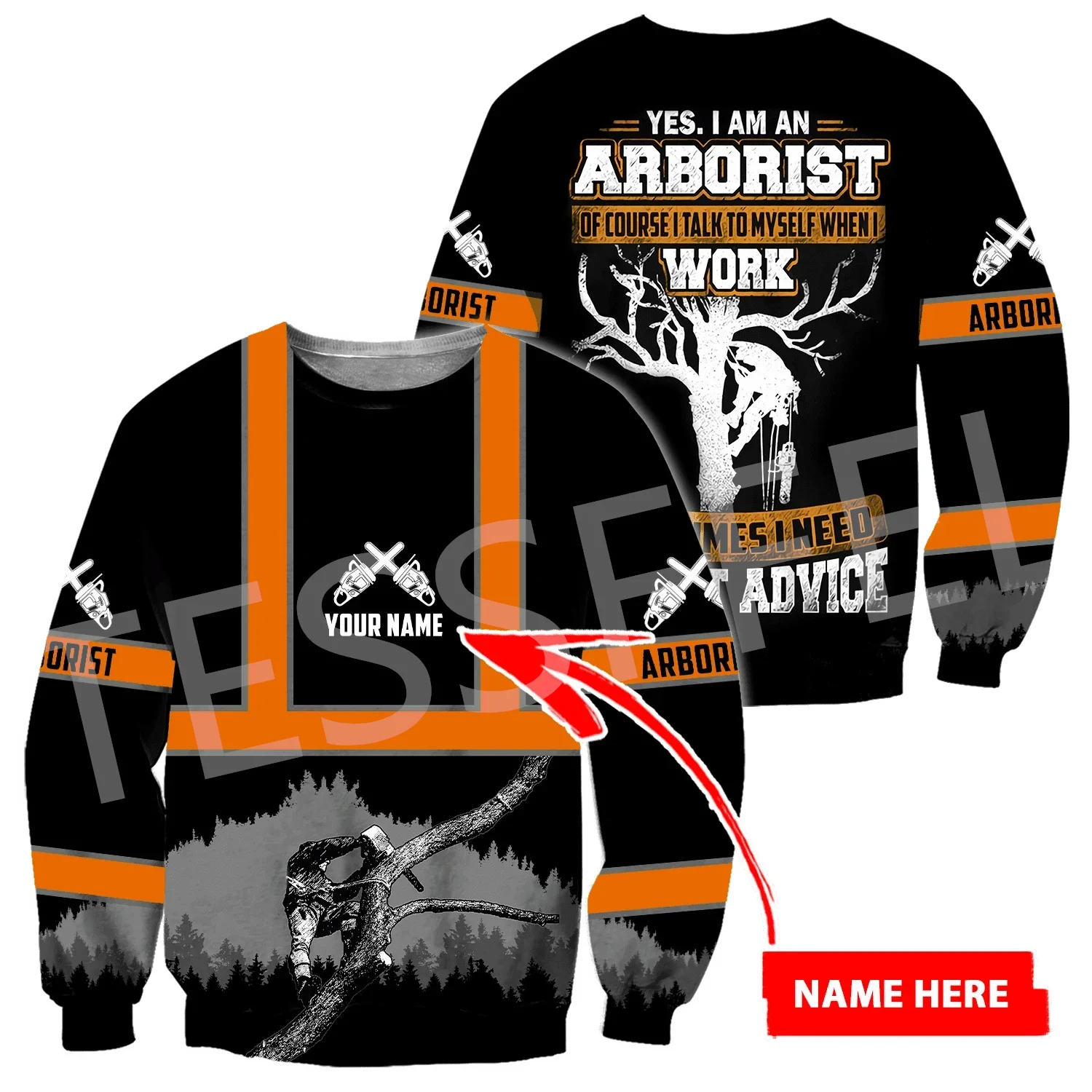 Custom Name Arborist Logger Chainsaw Carpenter Worker Tattoo Streetwear 3DPrint Pullover Harajuku Jacket Casual Funny Hoodies 33