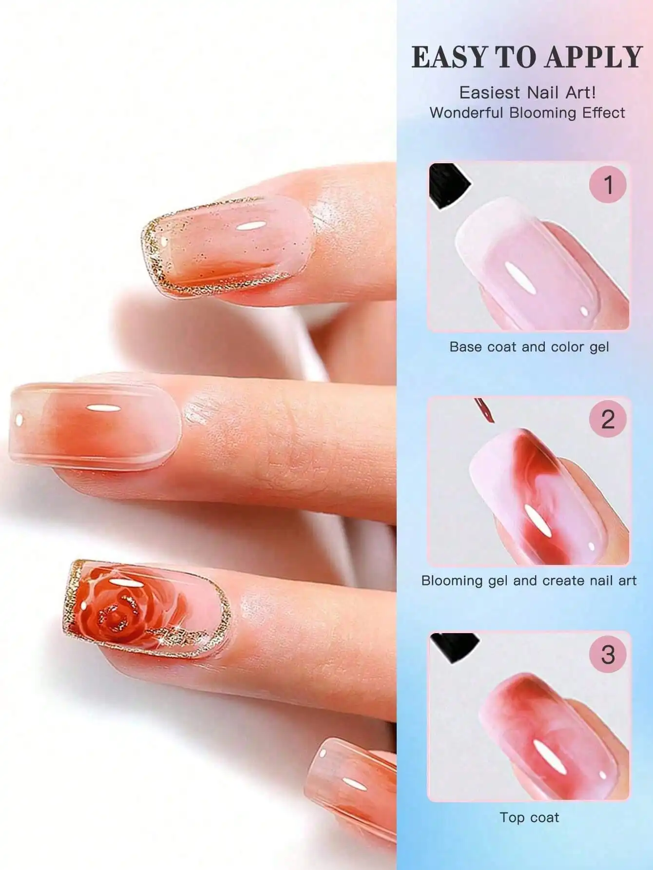 3 قطعة 15 مللي تزهر الغراء هلام طلاء الأظافر UV LED نقع قبالة أعلى هلام لامعة السدادة لامعة الورنيش