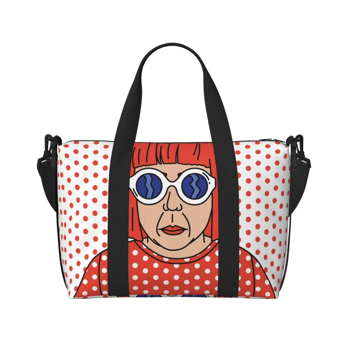 Custom Large Yayoi Kusama Self Portrait Tote Bag Women Shopper Shoulder Gym Beach Travel Bag