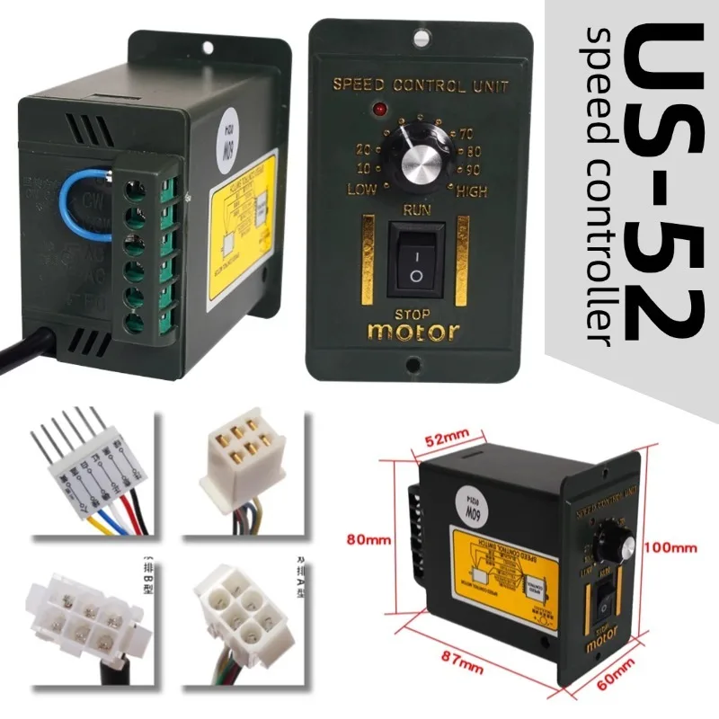 

Регулятор скорости двигателя US-52, 6–400 Вт, 220 В, 50 Гц | Регулируемый регулятор напряжения для двигателя редуктора