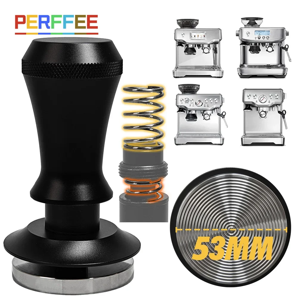 54MM Double Spring Coffee Tamper 30lbs Constant Pressure Ripple Base 53mm Espresso Loaded Spring Tamper Barista Accessories