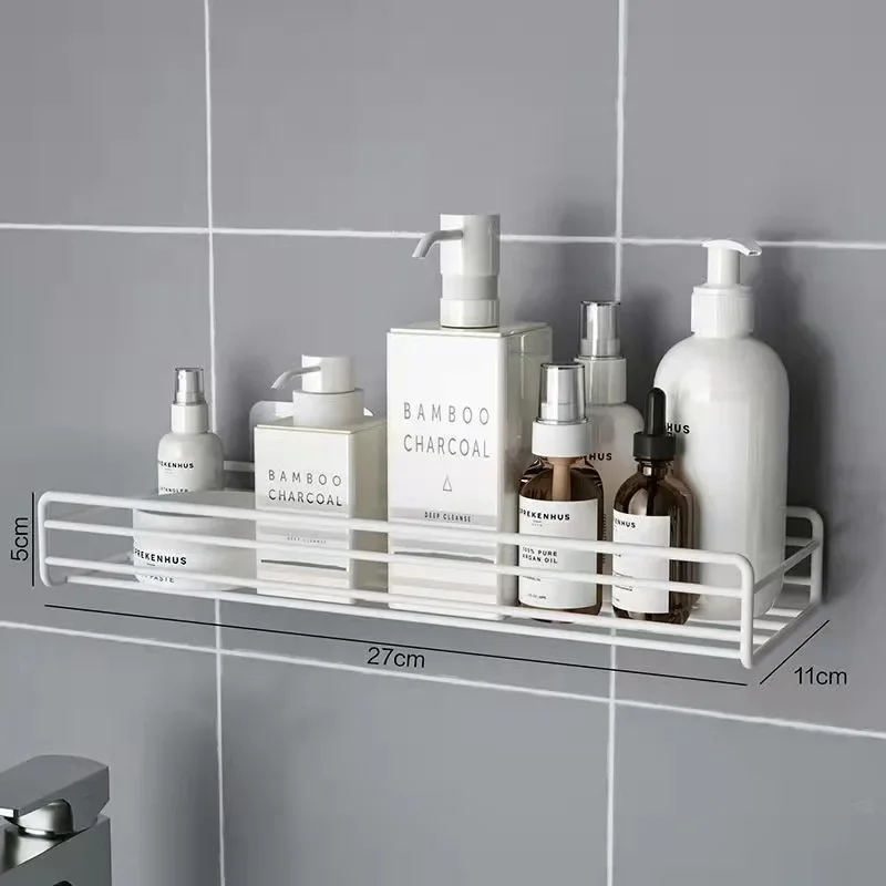 Bathroom Shelf no-punch Wall Storage Shelves Shampoo Holder Cosmetic Rack Shower Drain Basket Organizer Accessories For Kitchen