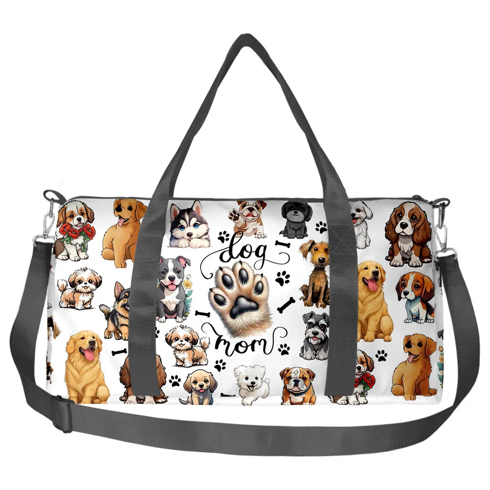 

Популярные молодежные модные сумки через плечо в форме бочонка с 3D-принтом щенка, для активного отдыха, спорта, тренажерного зала, йоги, вместительные дорожные сумки