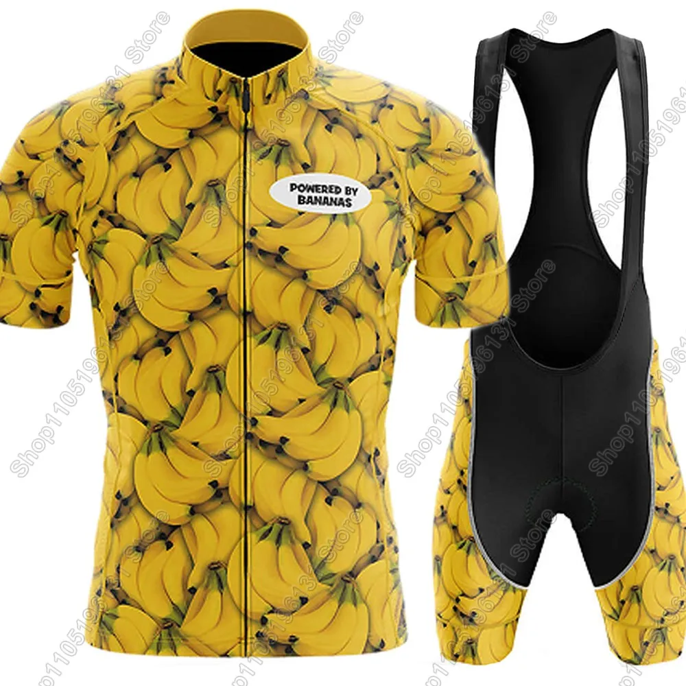 Powerouge-By-Bananas 2026 Cycling Jersey Set Summer Bicycle Clothing Road Bike Shirts Suit Bicycle Bib Shorts MTB Ropa Maillot