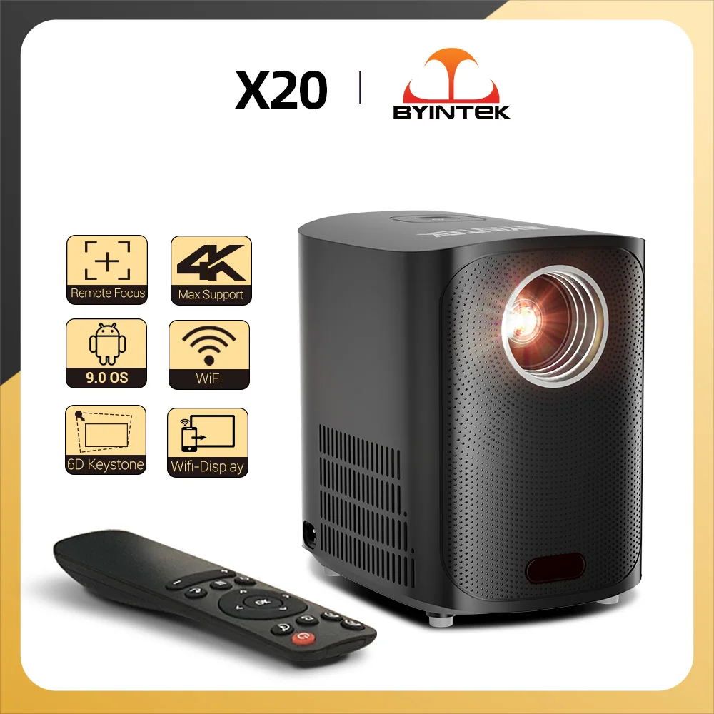 New Arrival BYINTEK X20 Portable Mini LED Smart Android Wifi Home Theater Video Projector for Full HD 1080P 4k Cinema Smartphone