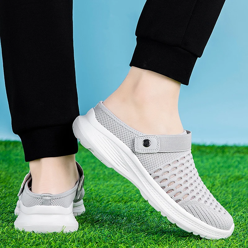 

Women Mesh Clogs Loafers Light Walking Shoes Summer Sports Outdoor Slippers Flats Black Breathable Fitness Sneaker Size 36-45