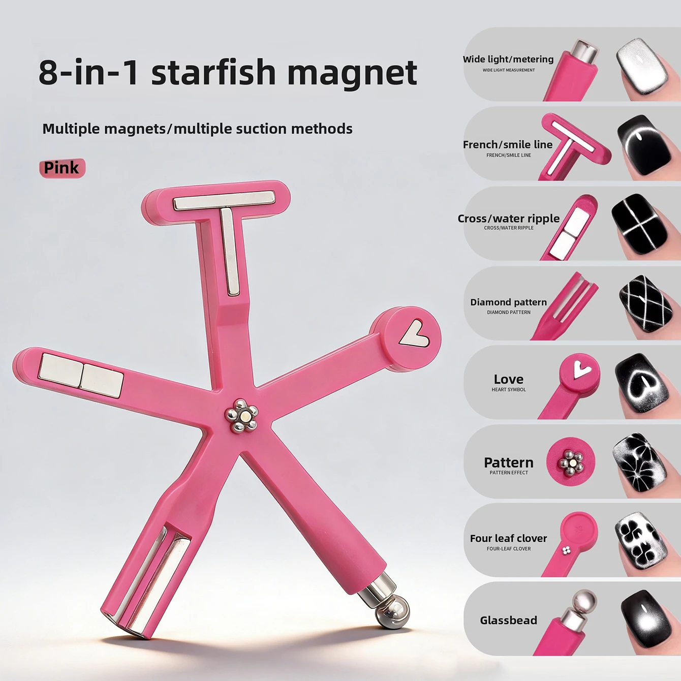 MIANEL 2026 Neuer Doppelkopf-Katzenaugenmagnet für Nagelkunst – Effekt für Schleifen, French, Sternenlicht, Glasperlen – Starkes Magnetwerkzeug – Detail 18