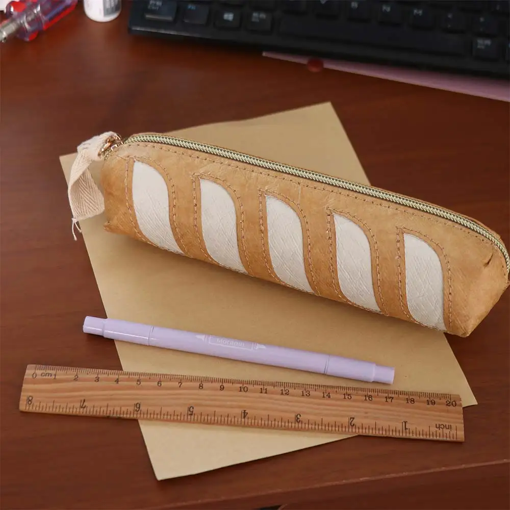 Portable French Bread Pencil Case Zipper Marker Pouch Dupont Paper Pencil Bag Large Capacity Creative