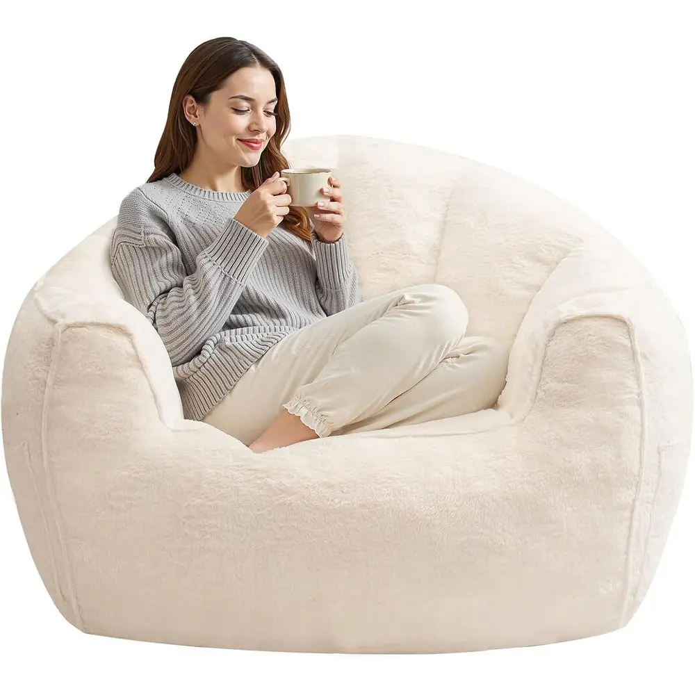 

Кресло-мешок, Большой диван-мешок для взрослых, Удобное кресло для чтения из искусственного меха с наполнителем из пены с эффектом памяти, Большая мягкая гостиная