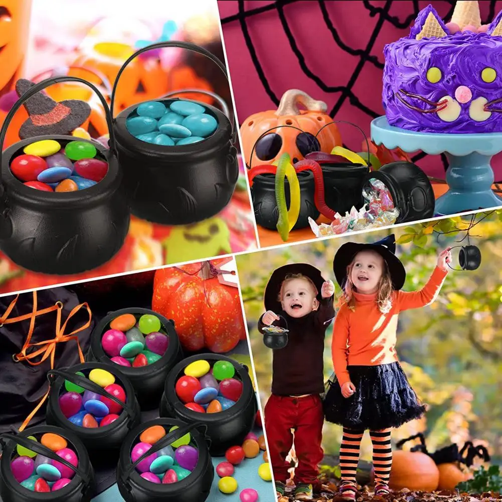 Halloween Party Decoration Halloween Candy Bowl Set with Iron Rack Witch Cauldron Treat Bowls Party Decorations for Indoor