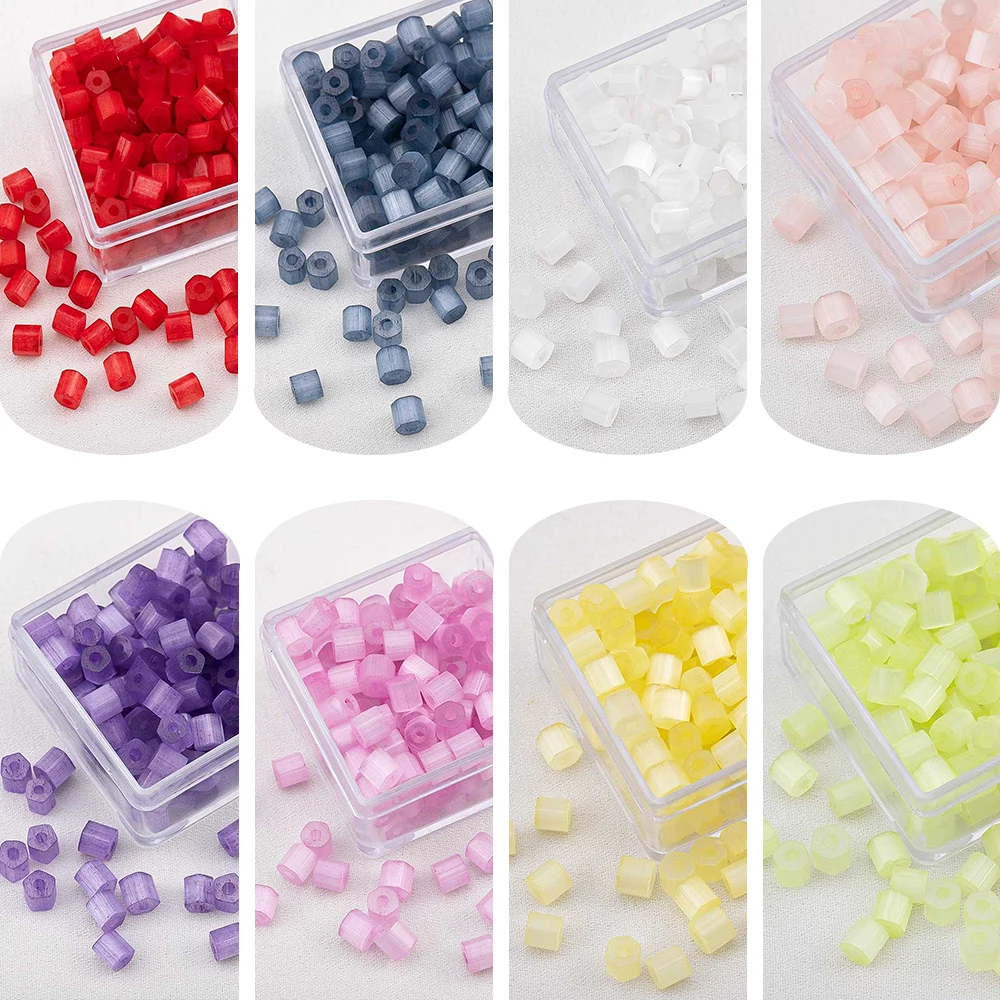 5g 3.5mm Multicolor Glass Seed Beads Cylinder Imitation Cat's Eyes Loose Spacer Beads DIY Necklaces Jewelry Making Sewing Gifts