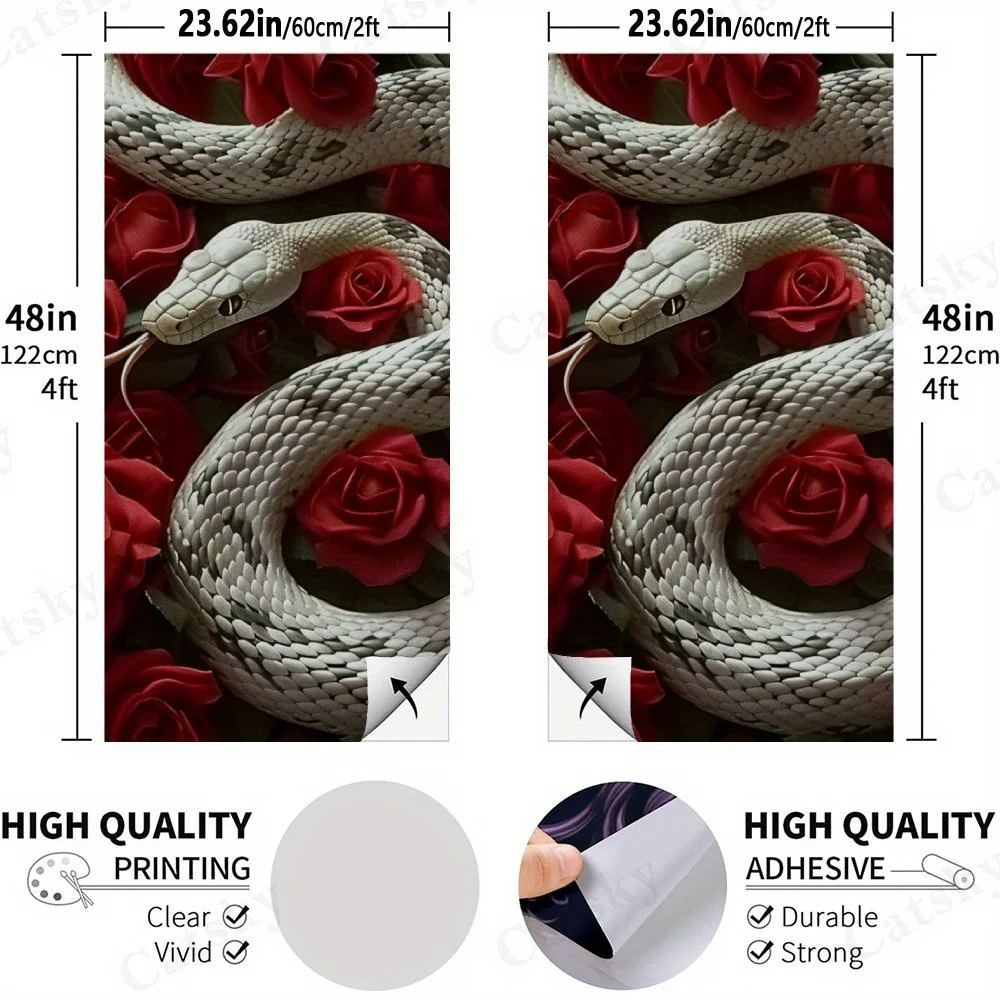 The white snake coiled around the sea of red roses Sticker,High Value! 2D Flat Vinyl Sandboard Decals - Budget-Friendly and High