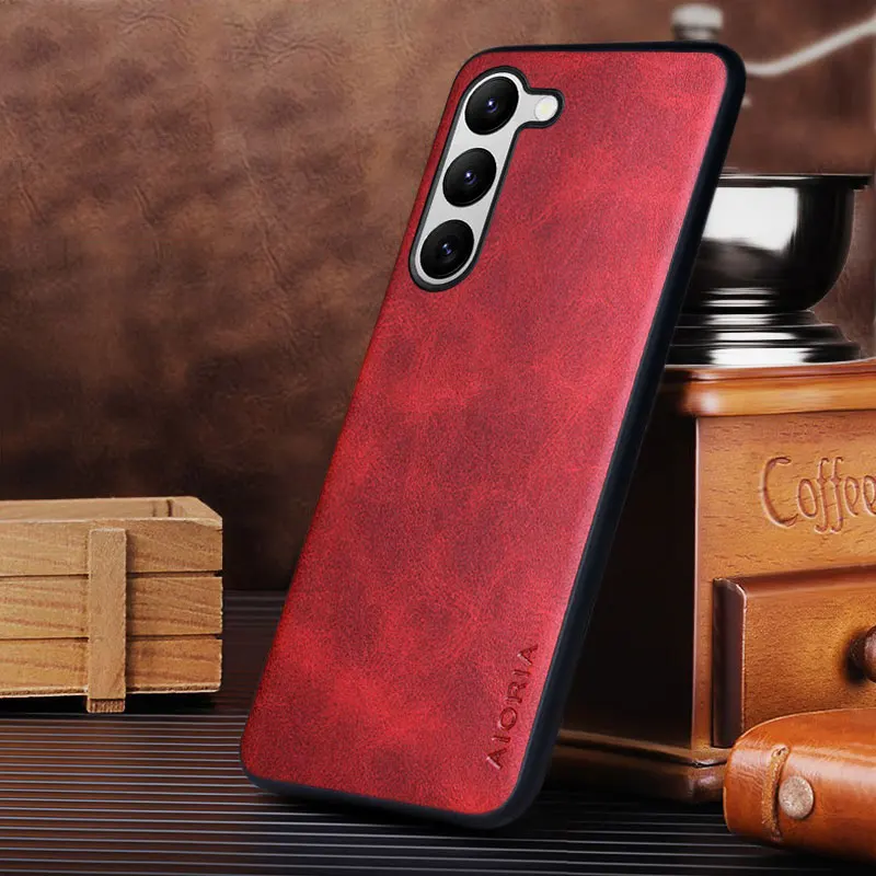 Case for Samsung Galaxy S21 S22 S23 S24 Ultra Plus FE funda Thin Slim Shockproof Matte Leather cover for galaxy s24 ultra case