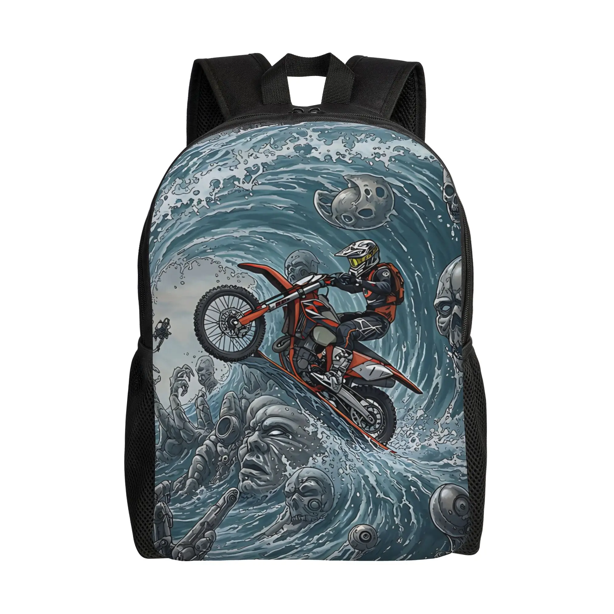 

Школьная сумка Trippy Landscape Tsunami Moto Cross Schoolbag Daily Cool Aesthetic mochila, сумка для ноутбука большой вместимости для подростков