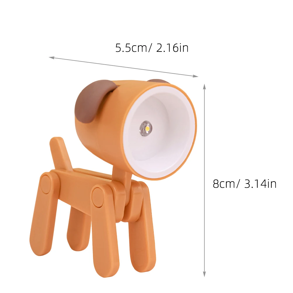 

Cartoon Pet Night Light PVC Dog Small Desk Lamp Kids Bedroom Portable Mini Lamp Warm Light Adjustable Angle Compact Size