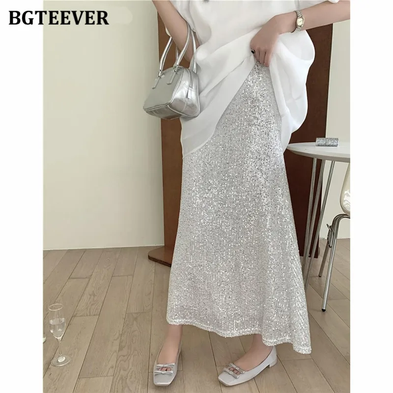 

BGTEEVER Elegant Skinny Long Mermaid Skirt for Wowmn Stylish Elastic Waist Package Hip Sequins Skirts Female