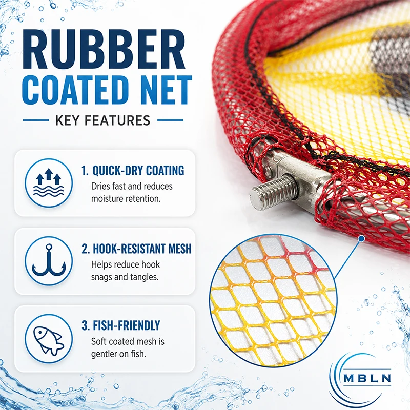 330CM Carbon Fiber Fishing Landing Net, Telescopic Foldable Fish Net with Rubber Coated Mesh, Lightweight Pole - view 2
