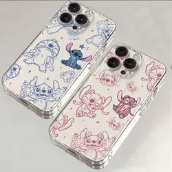 Original Cartoon Disneys Stitch Phone Case For Samsung S24 S23 S22 S21 S20 S10 FE Note 20 10 Plus Ultra Lite 5G Clear TPU Cover