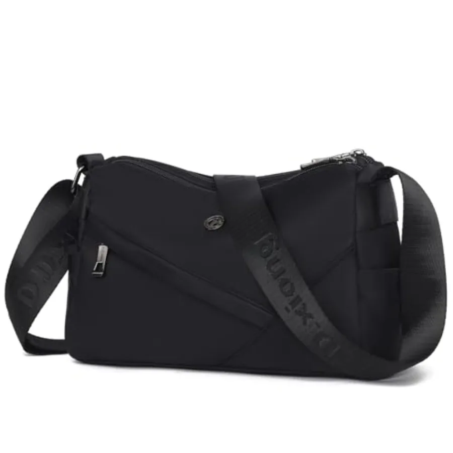 

Eslcorri Lightweight Nylon Crossbody Bag for Women, 3 Pocket Casual Shoulder Purse with Adjustable Strap for Travel Daily Use W