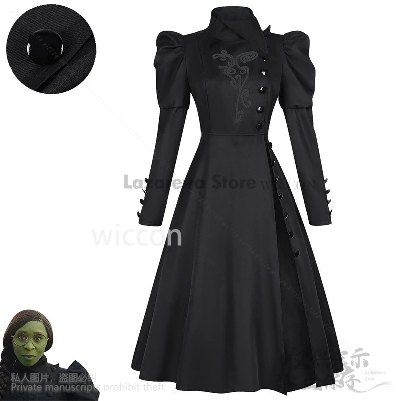 Anime Movie Wicked Cosplay Elphaba Costume Witches Gotic Dress Black Lolita Hat Glasses Wigs For Halloween Christmas