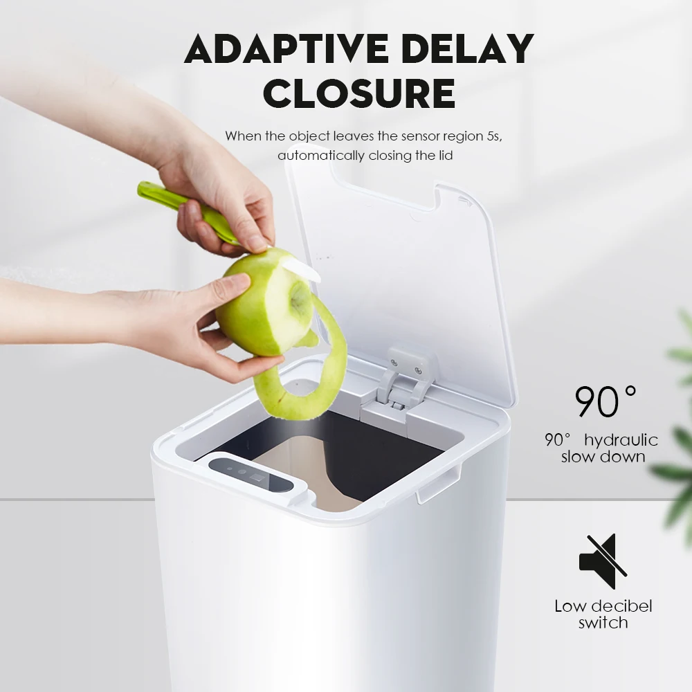 SDARISB Smart Sensor Trash Can Automatic Kicking White Garbage Bin for Kitchen Bathroom Waterproof 8.5-12L Electric Waste Bin