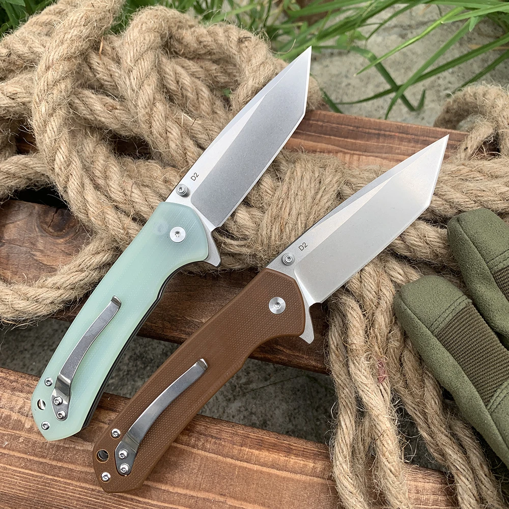 New D2 Folding Knife Multipurpose Tactical Pocket Knife Flipper Assisted Combat Military Professional Knives gifts for men T0033