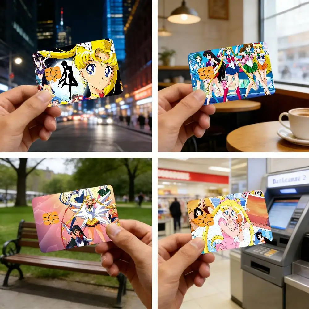 S-Sailor Cute Bank M-Moon Card Sticker Film Skin Cover for Debit Credit Bank Card Ultra-Thin and Fade-Resistant