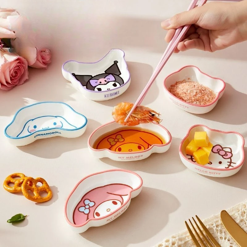 Plato Pequeño de Cerámica Sanrio 2026, Diseño Anime, My Melody, Kuromi, Cinnamoroll, Hello Kitty, para Salsas, Juguetes Kawaii