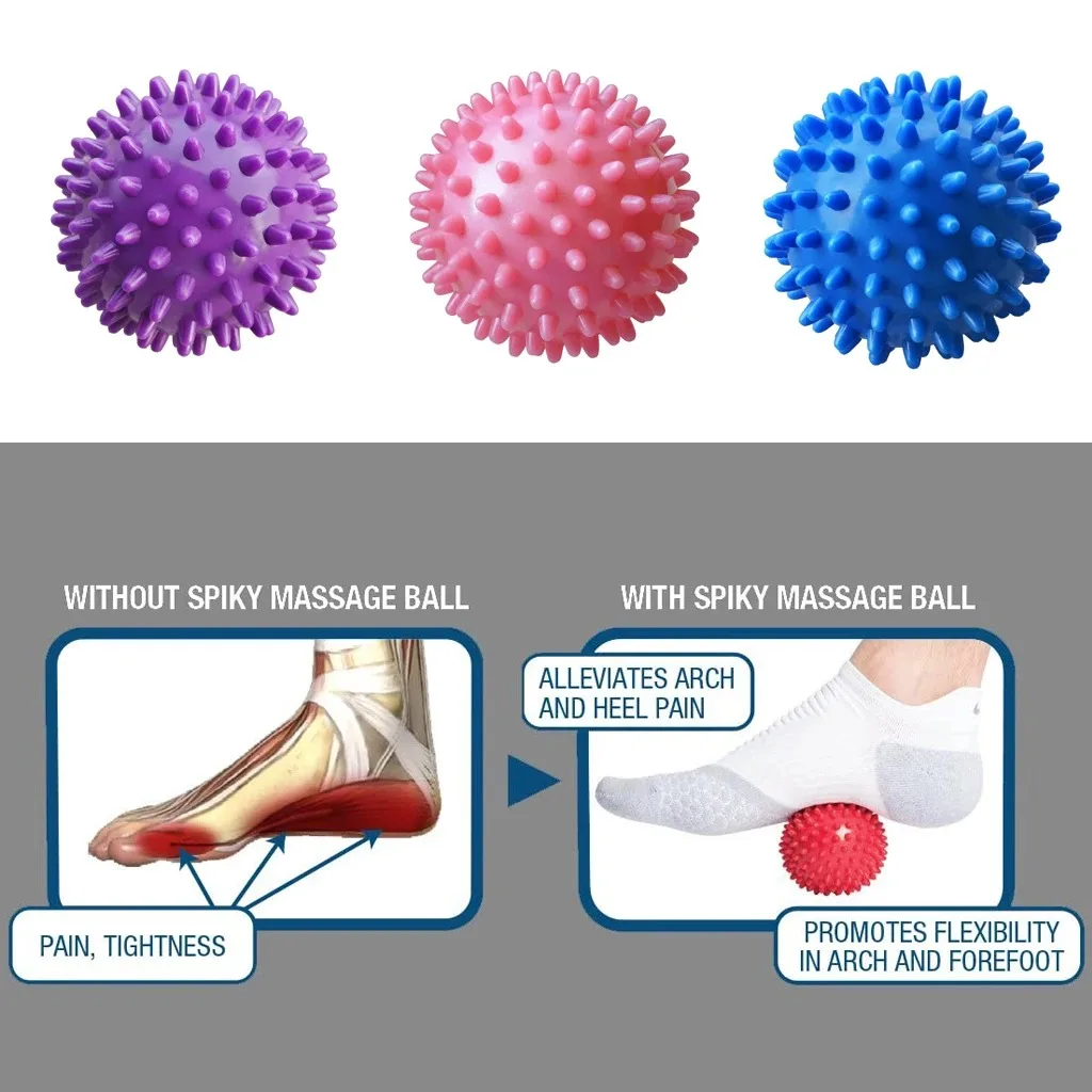 Bola de PVC para fisioterapia y Fitness, Bola de masaje con púas duras para aliviar la fascitis Plantar, equipo portátil, deportes de culturismo, 7cm