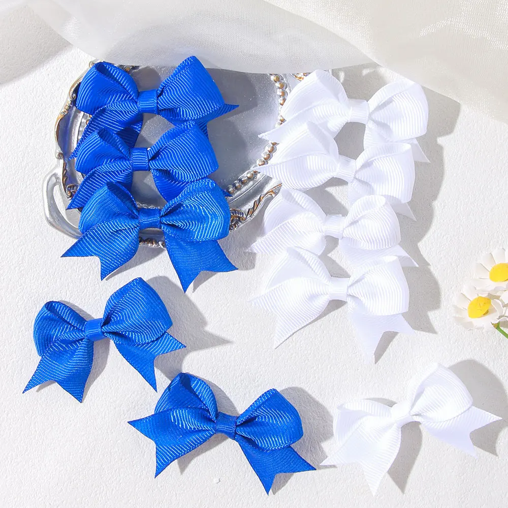 

2/4/6pcs Solid Ribbon Bowknot Hair Clip Blue White for Girls Handmade Bows Kid Barrette Headwear Baby Hair Accessories wholesale