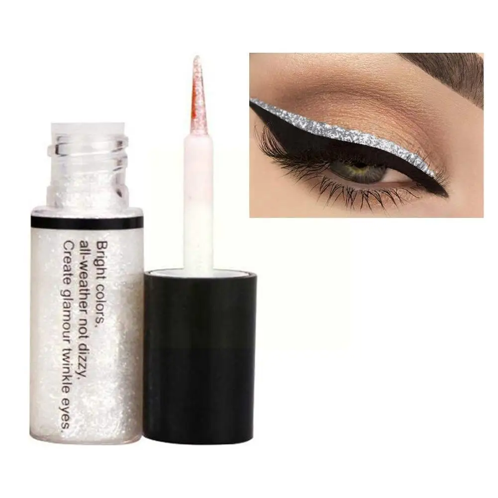 Delineador líquido com glitter para mulheres, delineador de olhos brilhante, maquiagem profissional, cosméticos coreanos, cor de ouro rosa prateado, novo, Y9P2