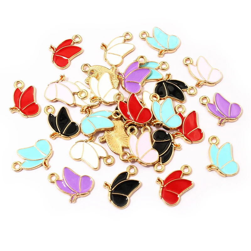 50Pcs 11x13mm Small Alloy Butterfly Charms Pendants Multi Colors For DIY Bracelet Necklaces Jewelry Making Accessories