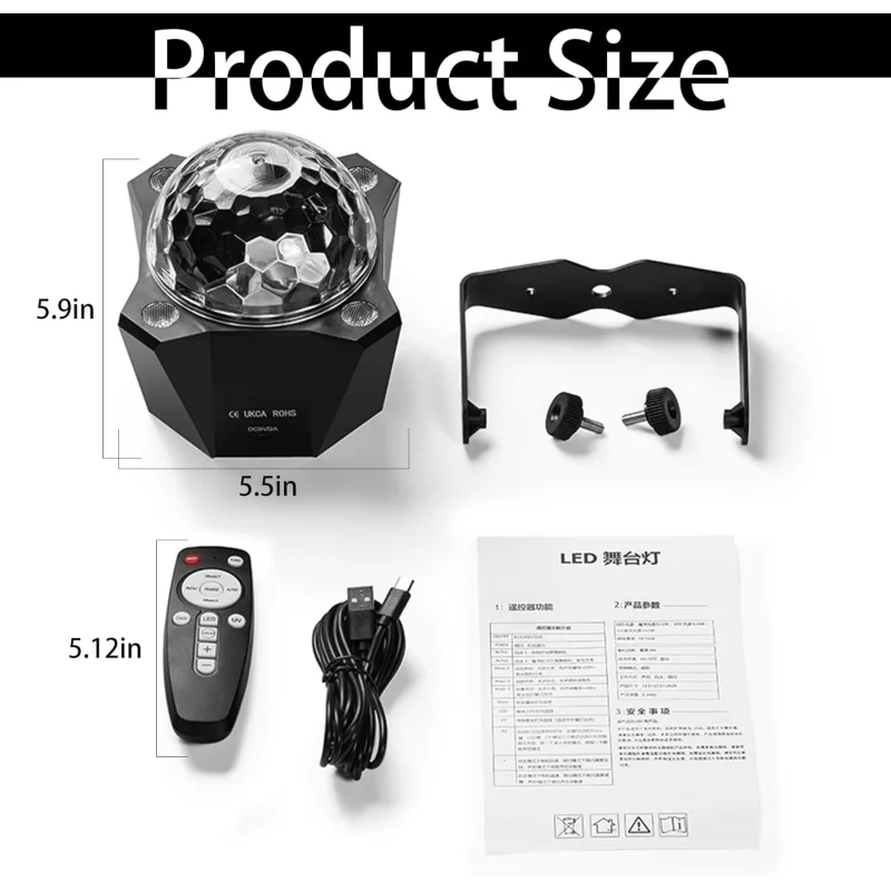 DJ Disco Lights -Sound Activated LED Strobe Light With Remote For Christmas Halloween Birthday Wedding Home Club Karaoke