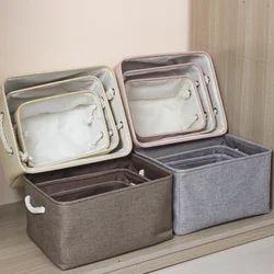 Cotton Linen Folding Storage Baskets Kids Toys Organizer Clothes and Sundries Storage Box Cabinet Bag Laundry Basket WF