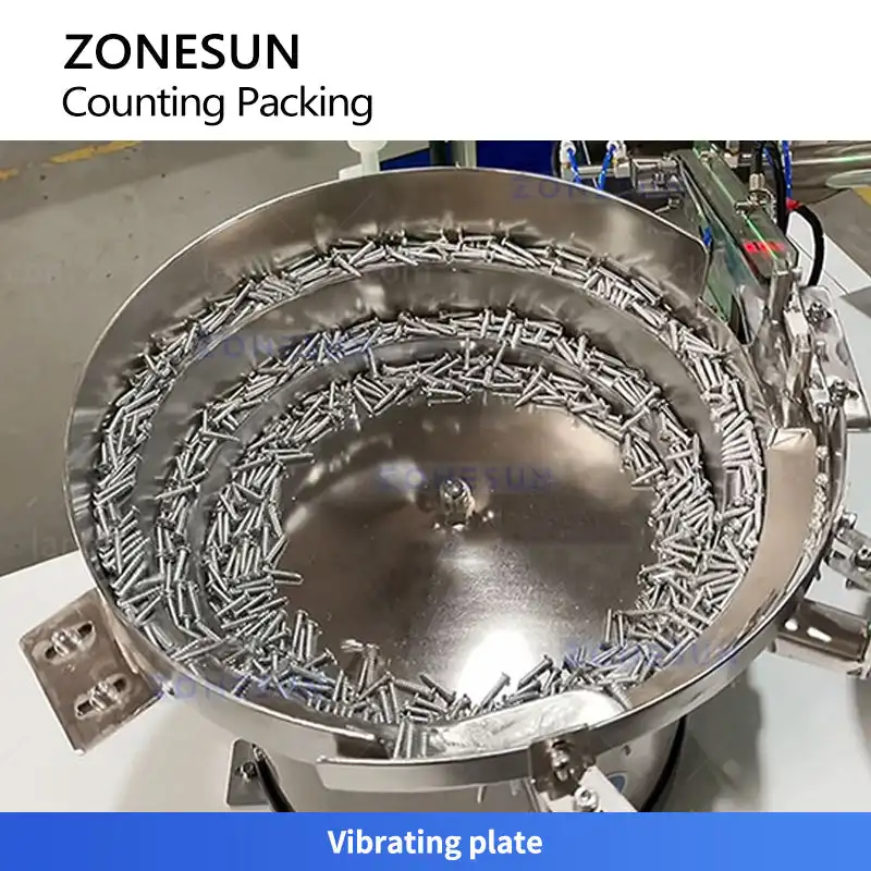 ZONESUN ZS-FSCS02 Automatic Screw Counting Machine Hardware Small Parts Fiber Optic Counter Bagging Packaging Sealing Machine
