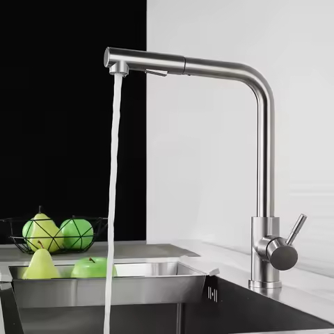 Pull Out Kitchen Sink Faucet Flexible 2 Modes Stream &amp; Sprayer Nozzle Faucets Stainless Steel Hot Cold Wate Mixer Tap Deck
