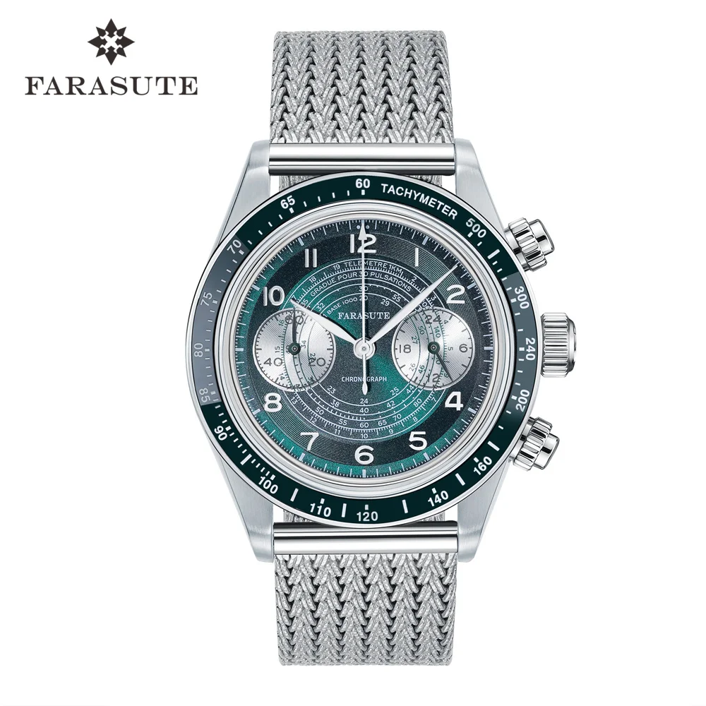 FARASUTE New Japan VK64 Quartz Movement Men Watch Casual 10Bar Waterproof Speed Sports Chronograph Wristwatch Clock Reloj Hombre