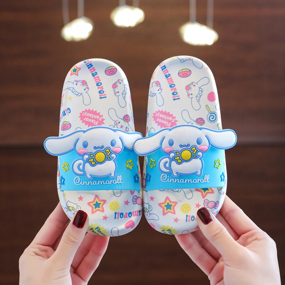 Children Slippers Sanrios Kawaii Anime Cartoon Kuromi Hello Kitty Cinnamoroll Summer Soft Bottom Indoor Non-Slip Slippers Gift