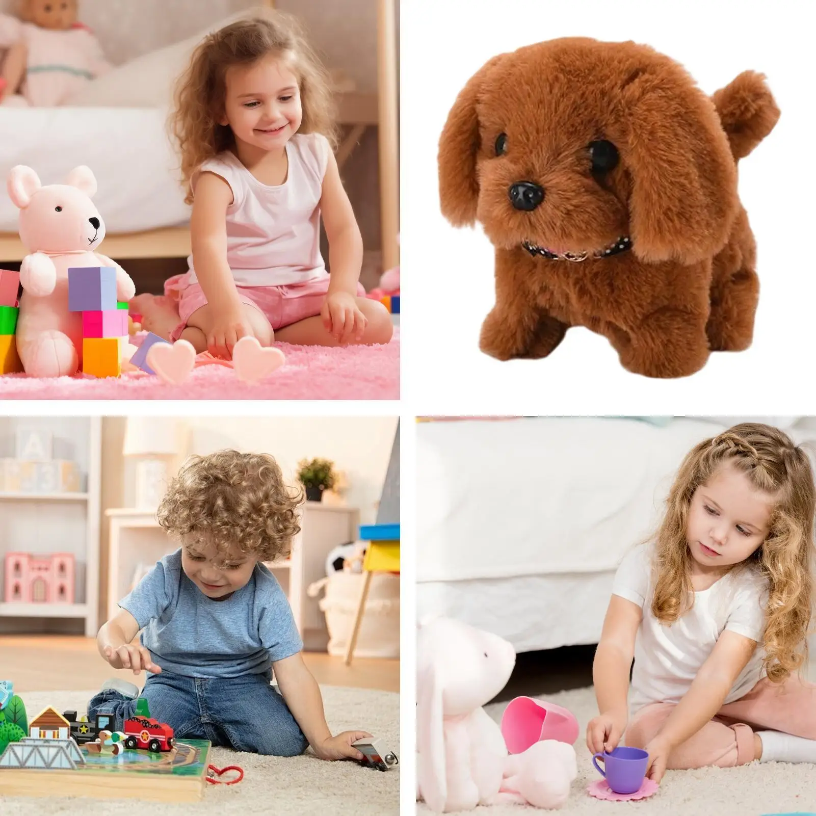 Robot chiot électronique en peluche pour animaux de compagnie, jouet interactif, Simulation de chiot en peluche pour garçons et filles, enfants, voyage à domicile, pépinière