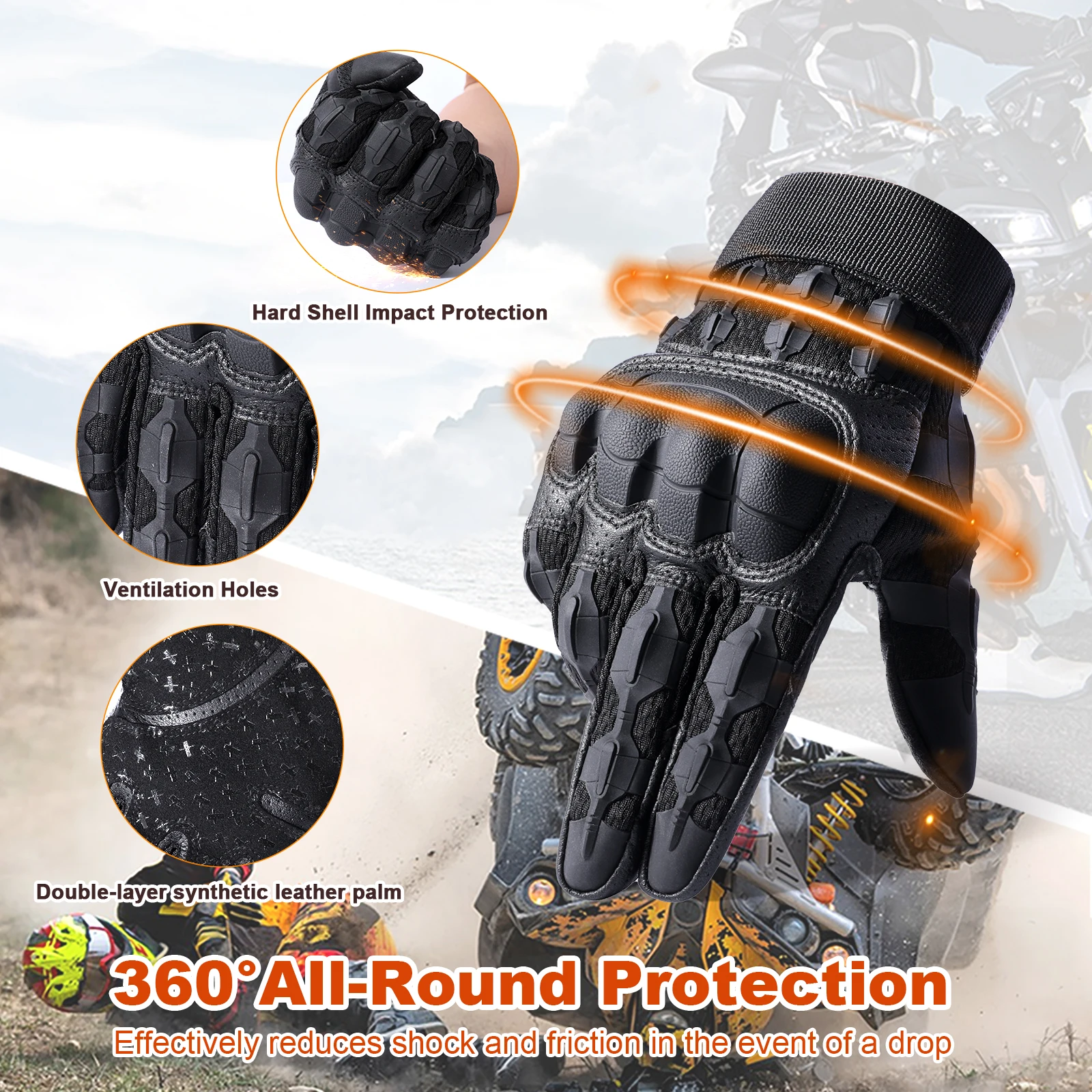 Full Finger Tactical Style Gloves Touch Screen Anti Slip Outdoor Gloves for Motorcycle Cycling Hiking Hunting Camping Work Sport
